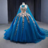 blue and pink wedding dress 1307-06