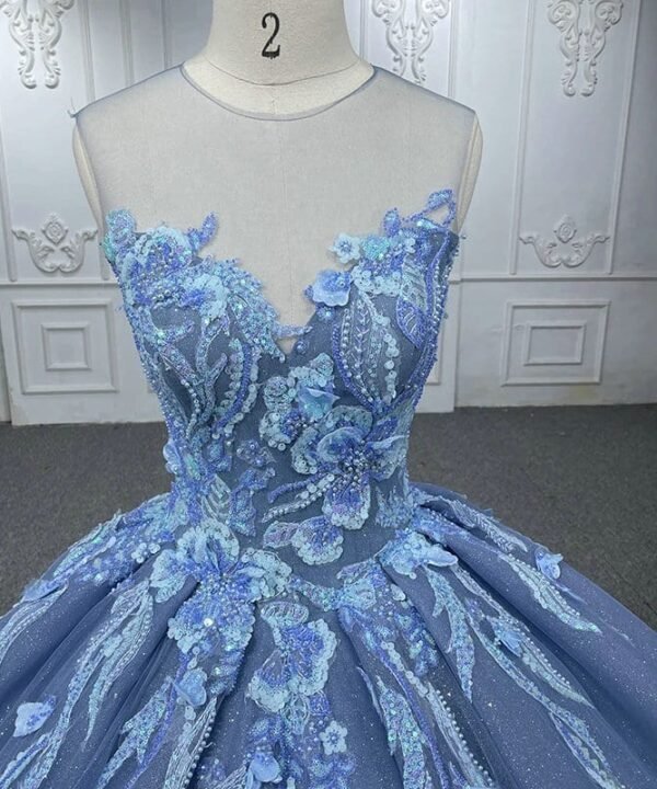 blue sparkly ball gown 105-05