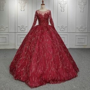 burgundy wedding dress 1302-05