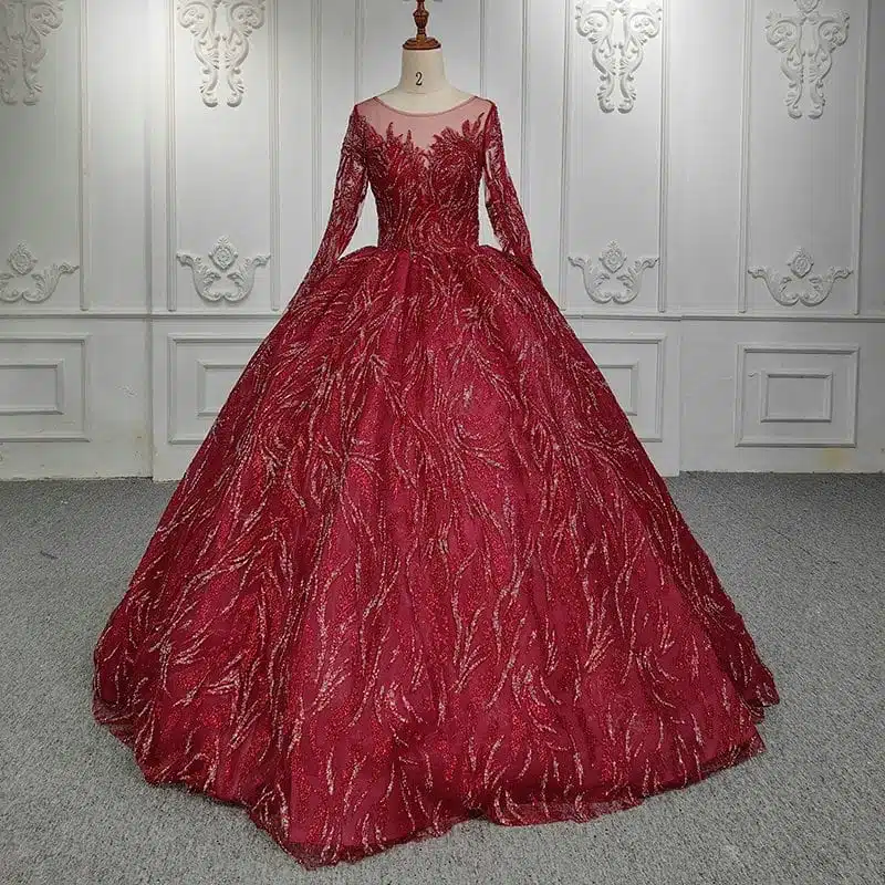 burgundy wedding dress 1302-05