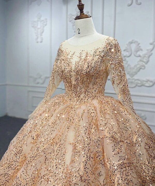 champagne gold wedding dress 1291-06