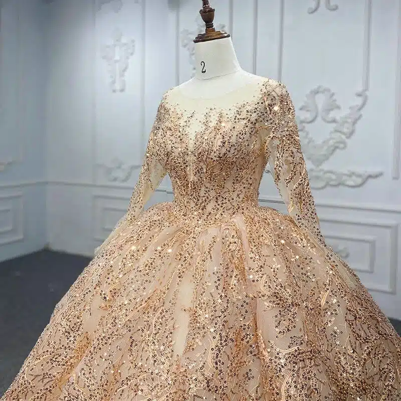 champagne gold wedding dress 1291-06