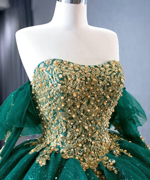 emerald green and gold dress 106-04