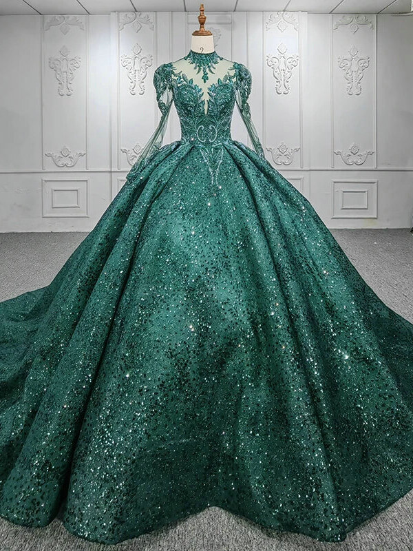 emerald green bridal gown 1293-03