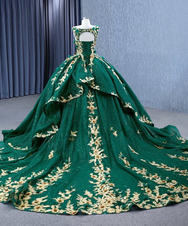 emerald green wedding gown 1327- 04