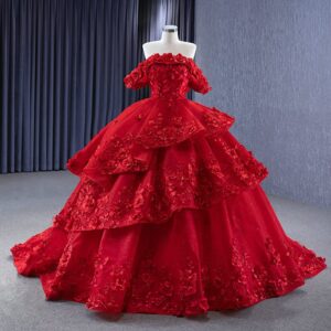 floral red quinceanera dresses 1326- 05