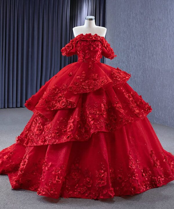 floral red quinceanera dresses 1326- 05