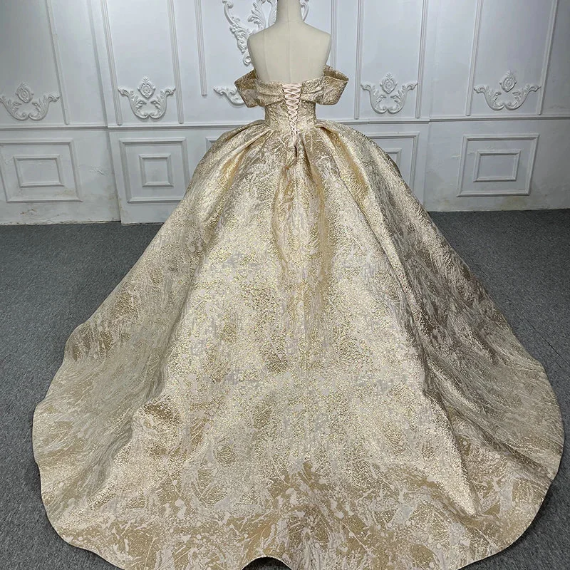 gold color wedding dress 1276-01