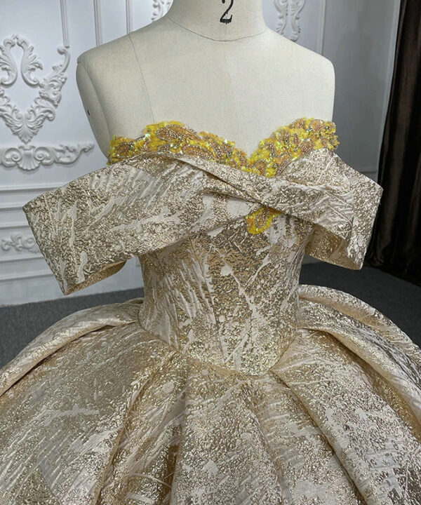 gold color wedding dress 1276-03