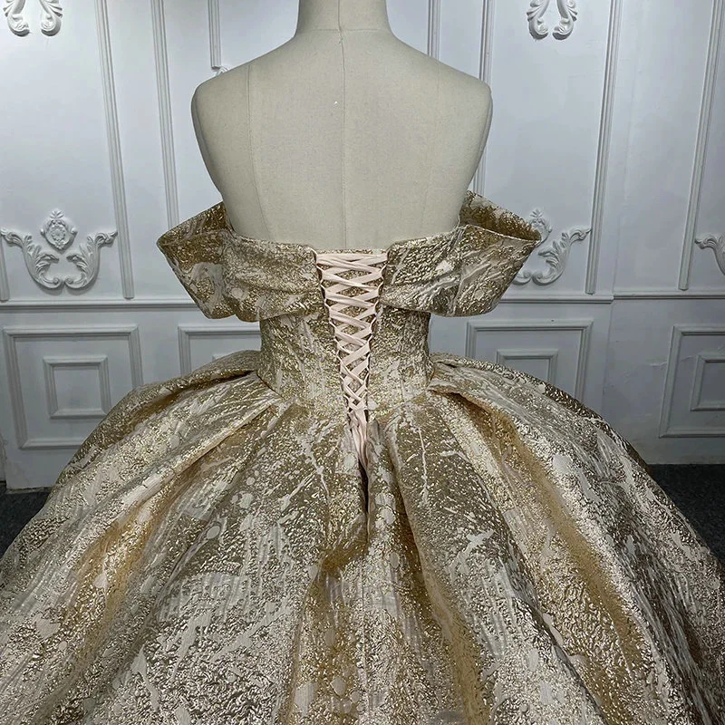 gold color wedding dress 1276-04