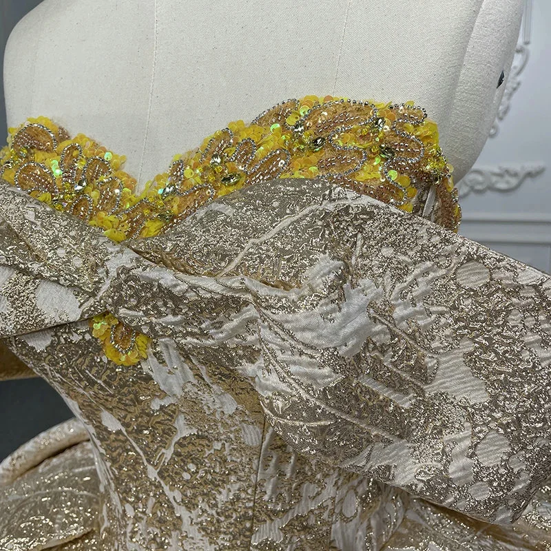 gold color wedding dress 1276-05