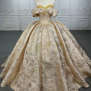 gold color wedding dress 1276-06