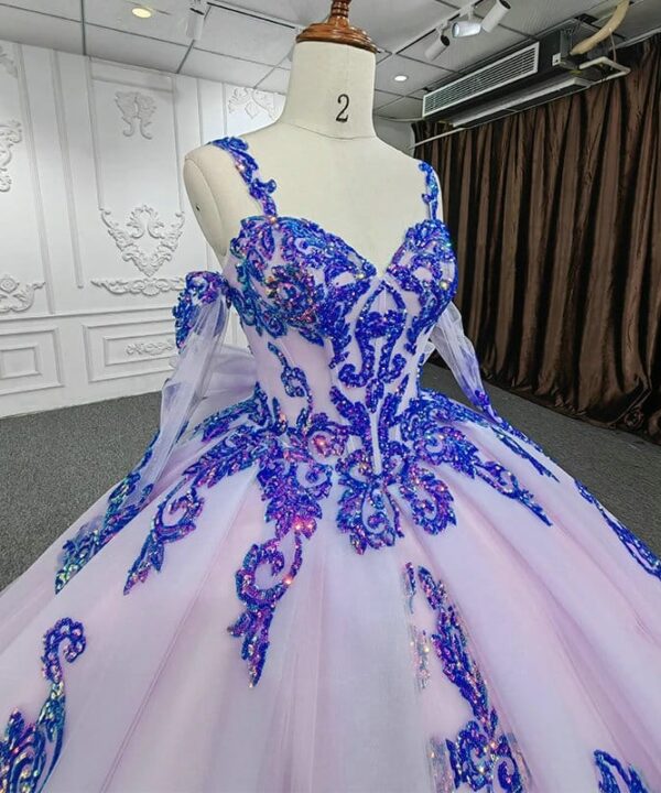 Alternative view of Pink And Purple Wedding Dress Long Sleeve Quinceanera Dress