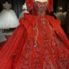 Red ball gown wedding dress 1333-1 (1)