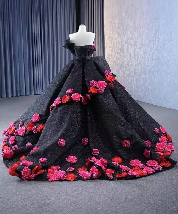 black and pink wedding dress 1330-001