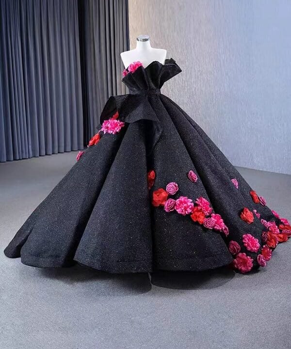 black and pink wedding dress 1330-005