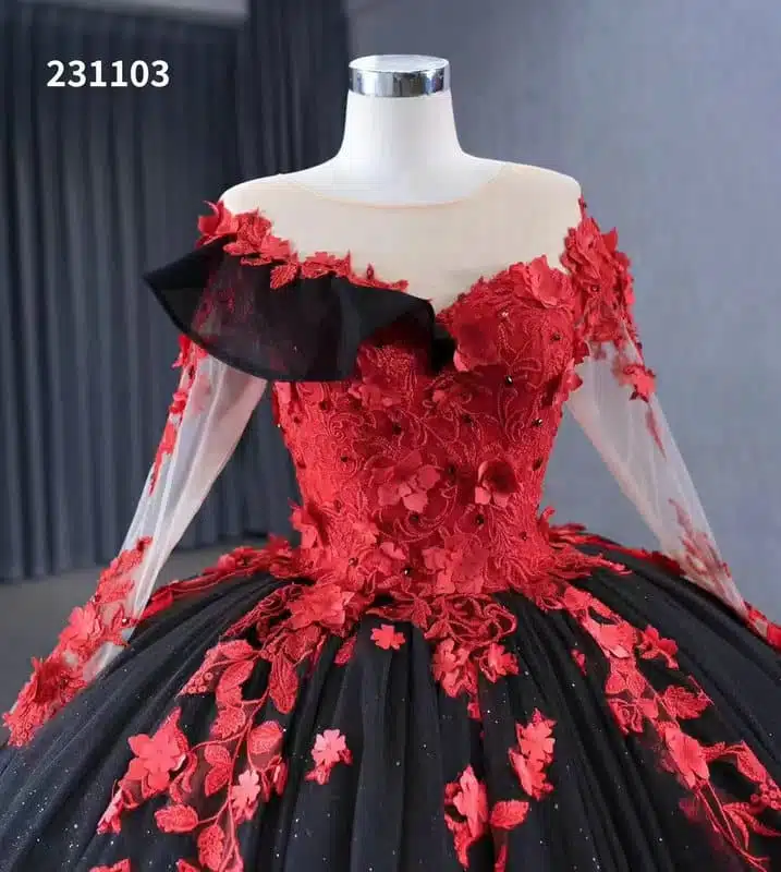black and red wedding dresses 1331-001