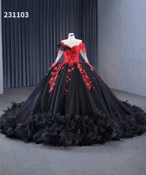 black and red wedding dresses 1331-002