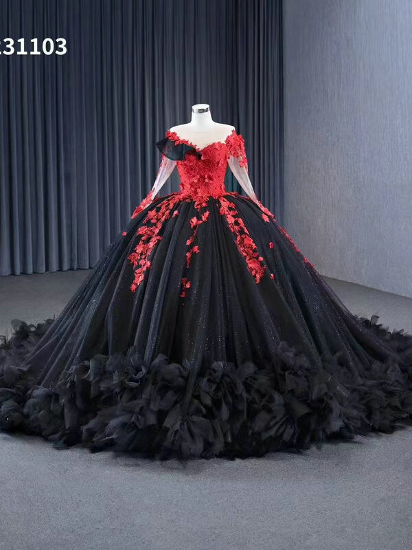 red and black quinceanera dresses