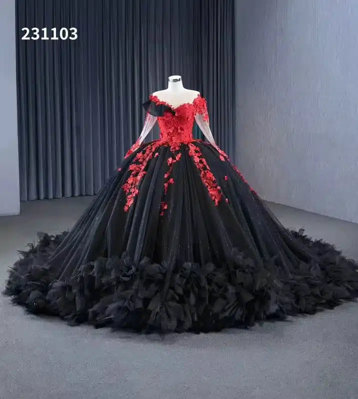 black and red wedding dresses 1331-002