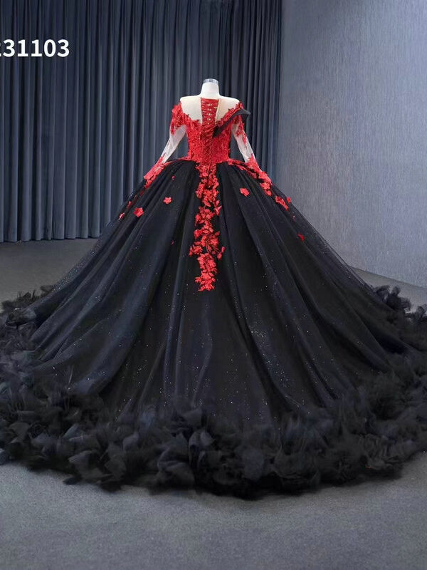 black and red wedding dresses 1331-003