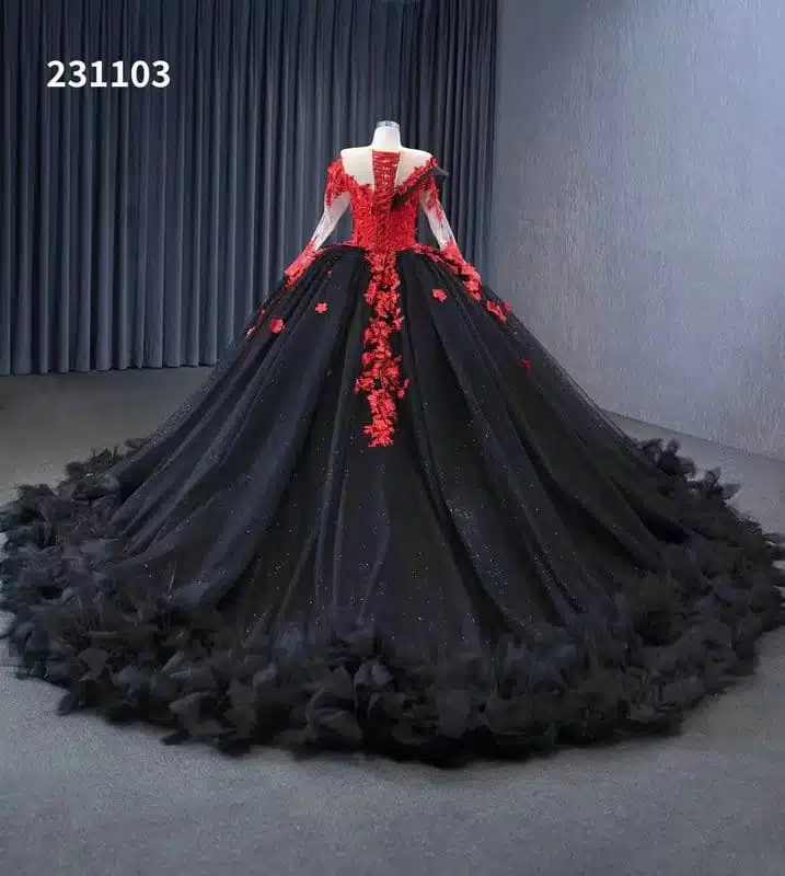 black and red wedding dresses 1331-003