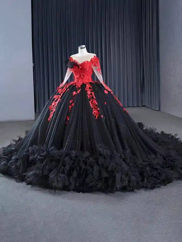black and red wedding dresses 1331-004