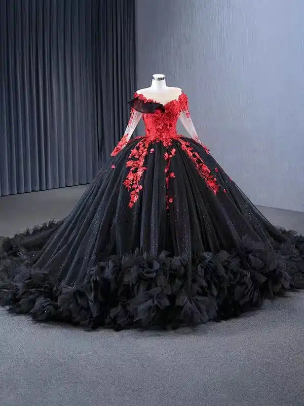 black and red wedding dresses 1331-005