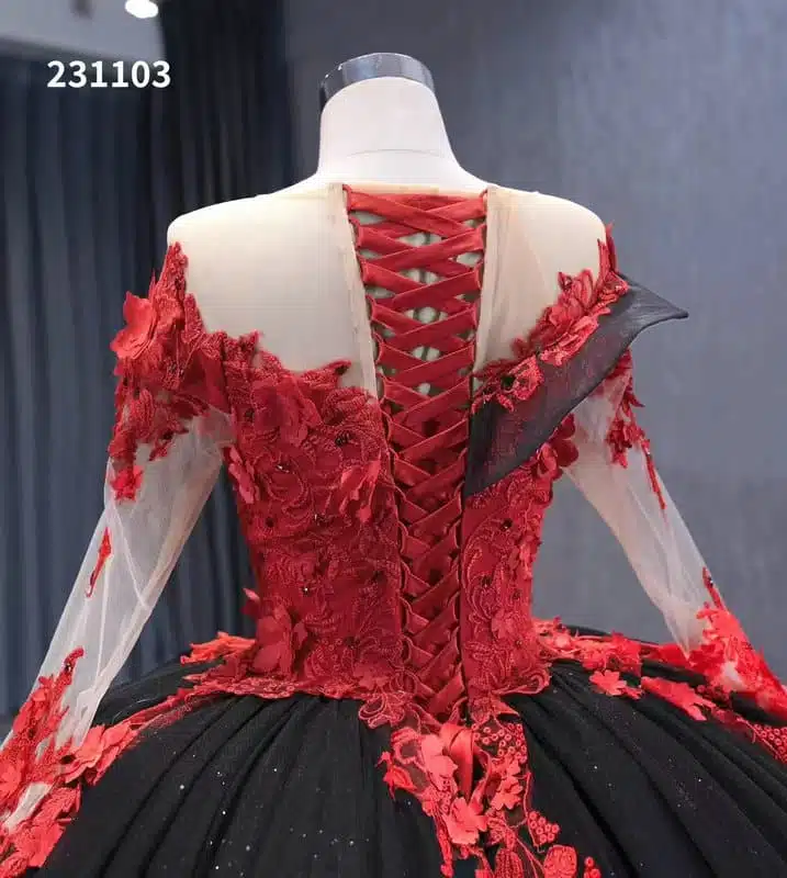 black and red wedding dresses 1331-006