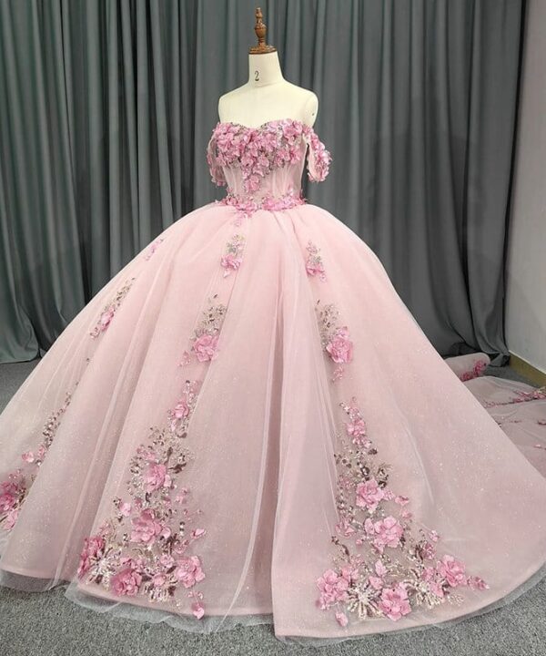 baby pink quinceanera dresses 1403-005