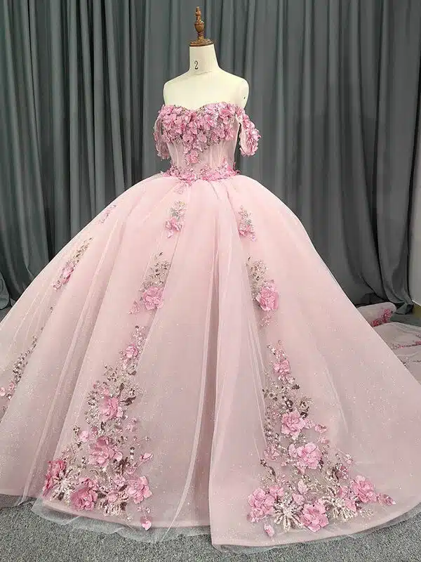 baby pink quinceanera dresses 1403-005