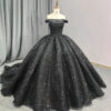 black sequin ball gown 1407-004