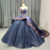 purple color wedding gown 1417-005