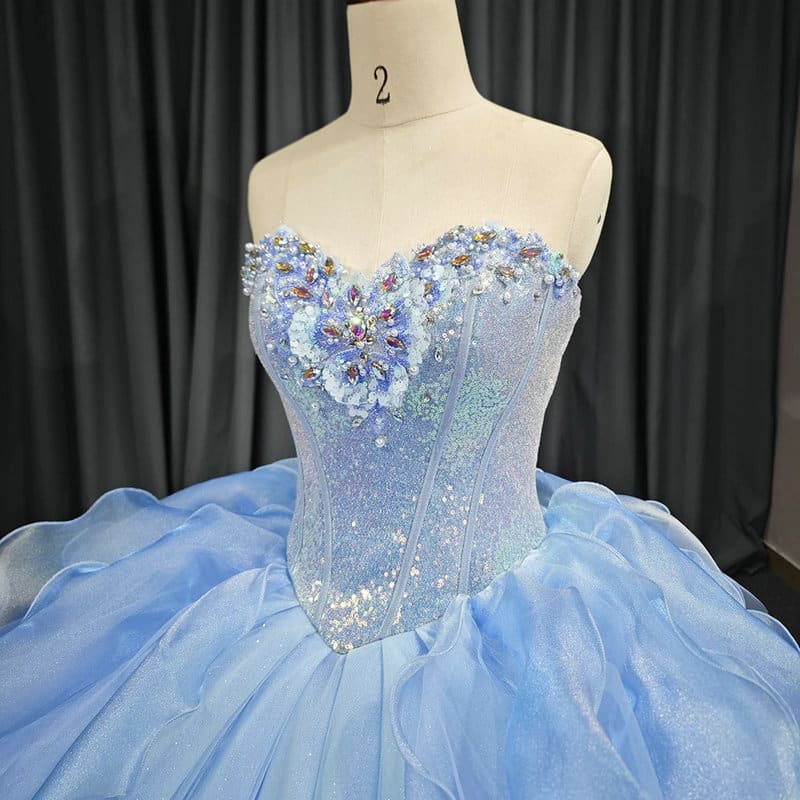 Light Blue Princess Ball Gown Sweet 15 Quinceanera Dress