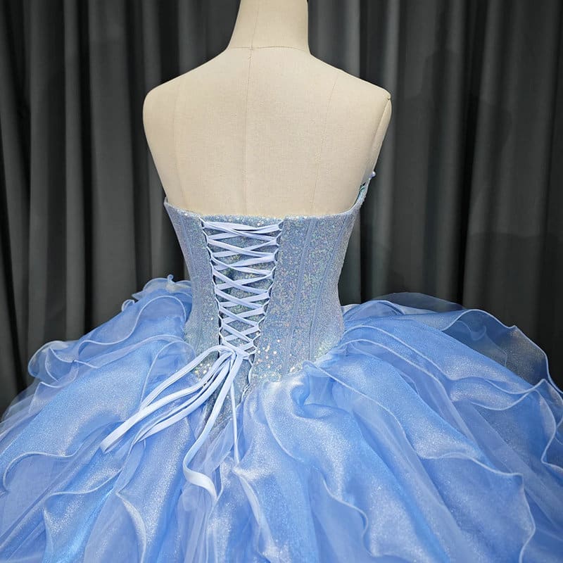 Light Blue Princess Ball Gown Sweet 15 Quinceanera Dress