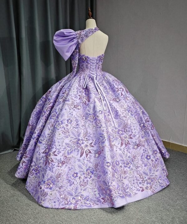 one shoulder purple gown 1432-04