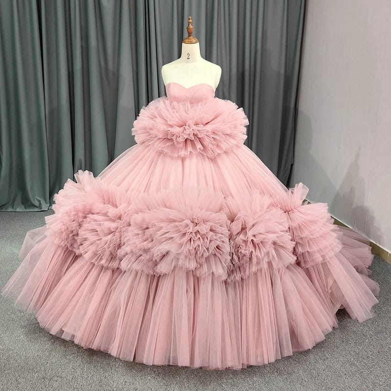 pink ball gown prom dress 1439-06