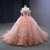 pink wedding dress with sleeves 1443-05