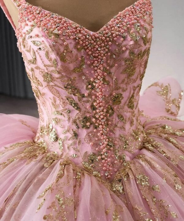 pink and gold quinceanera dress 1449-03