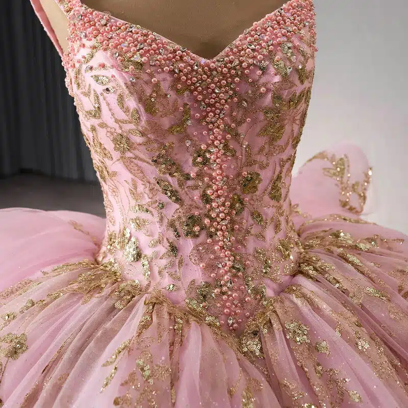 pink and gold quinceanera dress 1449-03