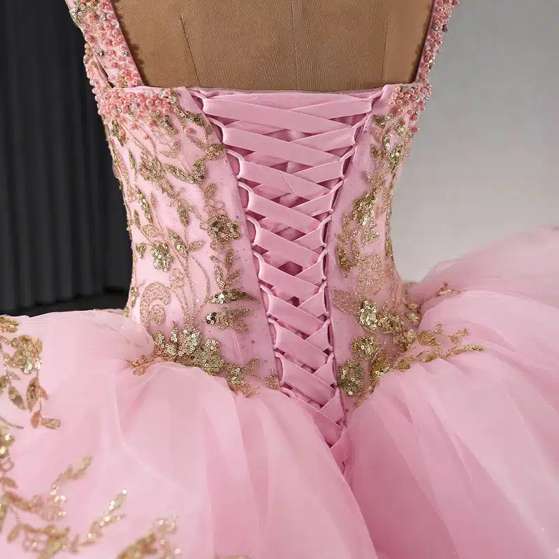 pink and gold quinceanera dress 1449-04