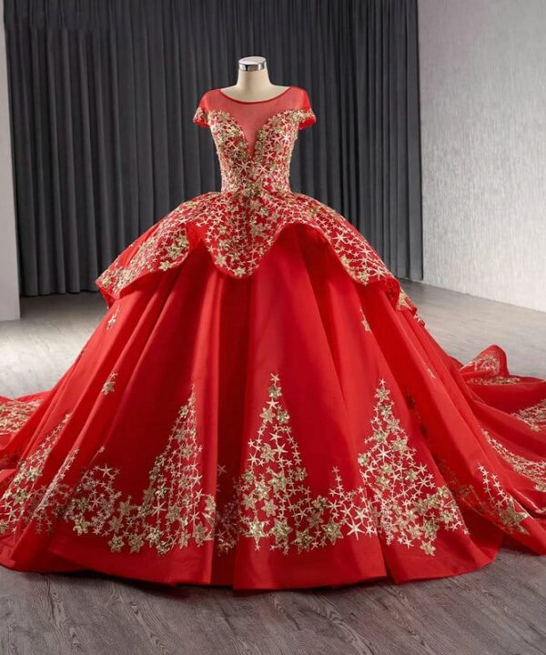 red and gold quinceanera dresses 1457-05
