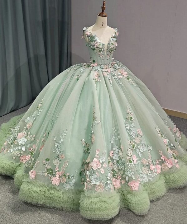 sage green wedding dress 1453-02