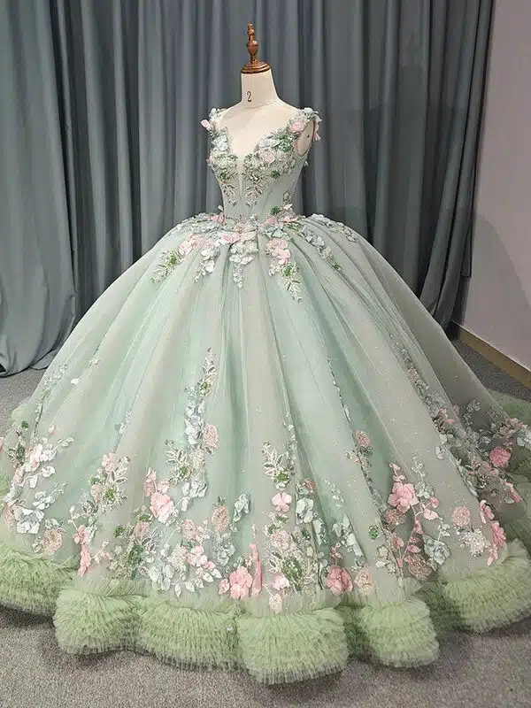 sage green wedding dress 1453-05
