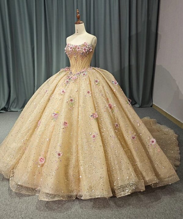 gold and pink wedding dress 1472- 1