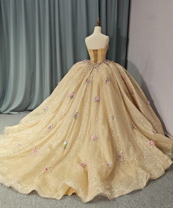 gold and pink wedding dress 1472- 5