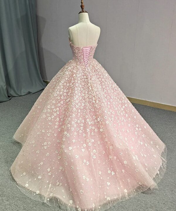 pink floral prom dress 1477- 1