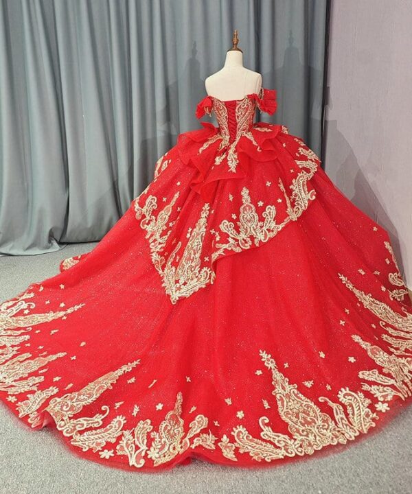red and gold quinceanera dresses 1459- 4