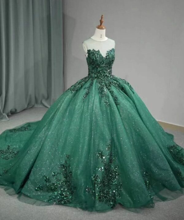 dark green wedding dress 1483-02