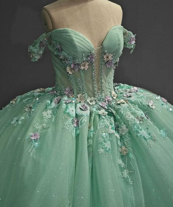 embroidered green dress 1478-06